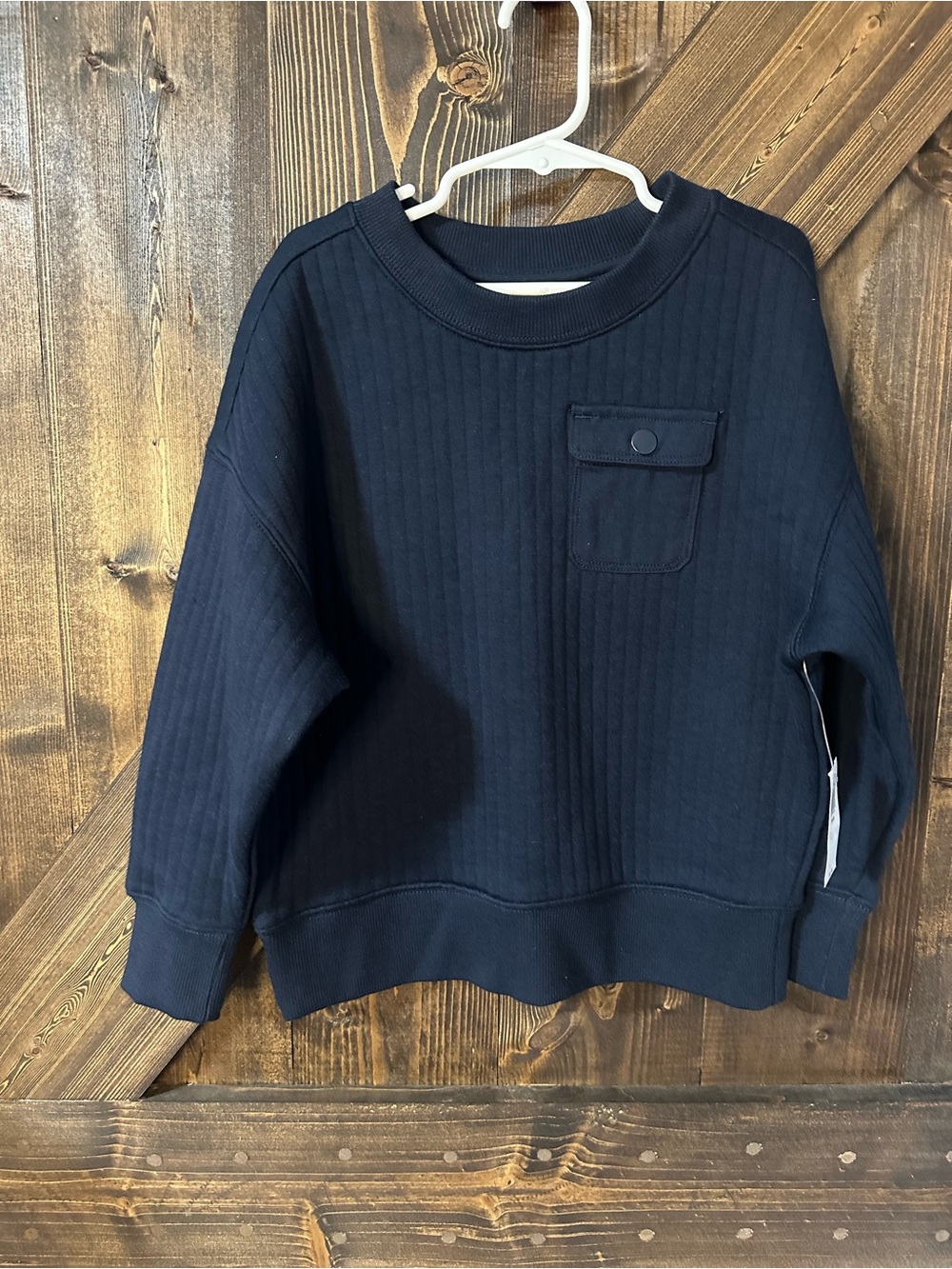Old Navy Men's Navy Ribbed Crewneck Sweater with Snap Chest Pocket